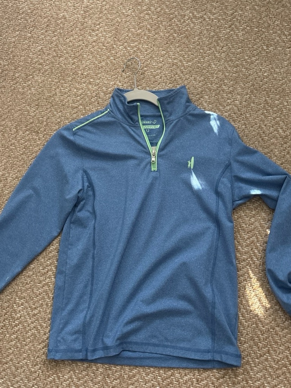 johnnie-O Blue Heather Quarter-Zip with Lime Trim